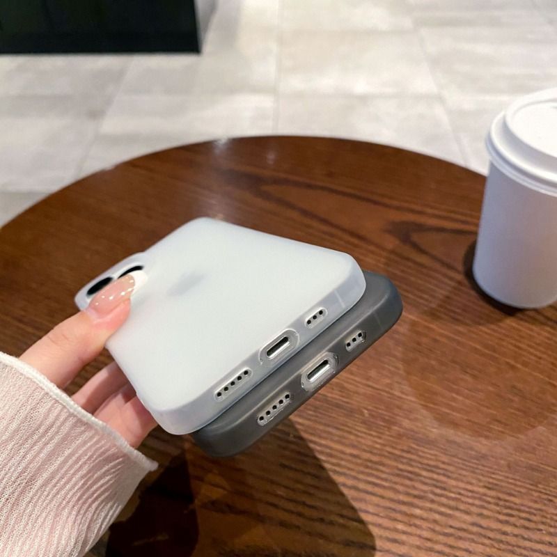 Translucent Color Frosted Case For iPhone 17 16 15 14 Cases Mobile Accessories Solid Color Anti-fall Phone Case