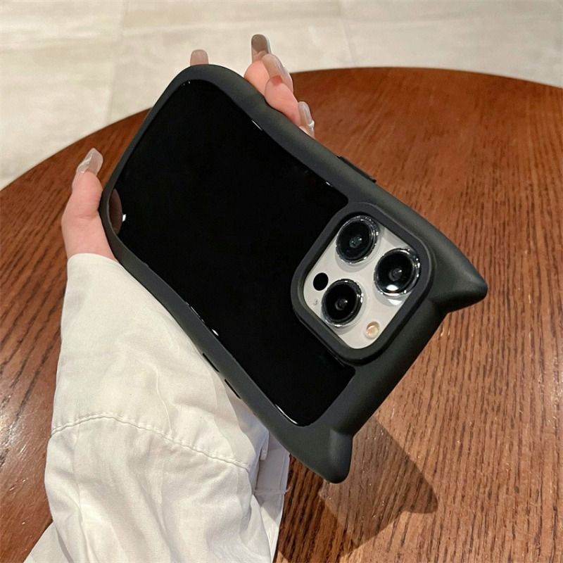 Solid Color Cat Ears Anti-fall Case For iPhone 17 16 15 14 Cases Mobile Accessories Phone Case