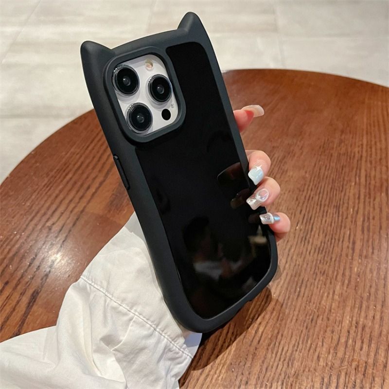 Solid Color Cat Ears Anti-fall Case For iPhone 17 16 15 14 Cases Mobile Accessories Phone Case