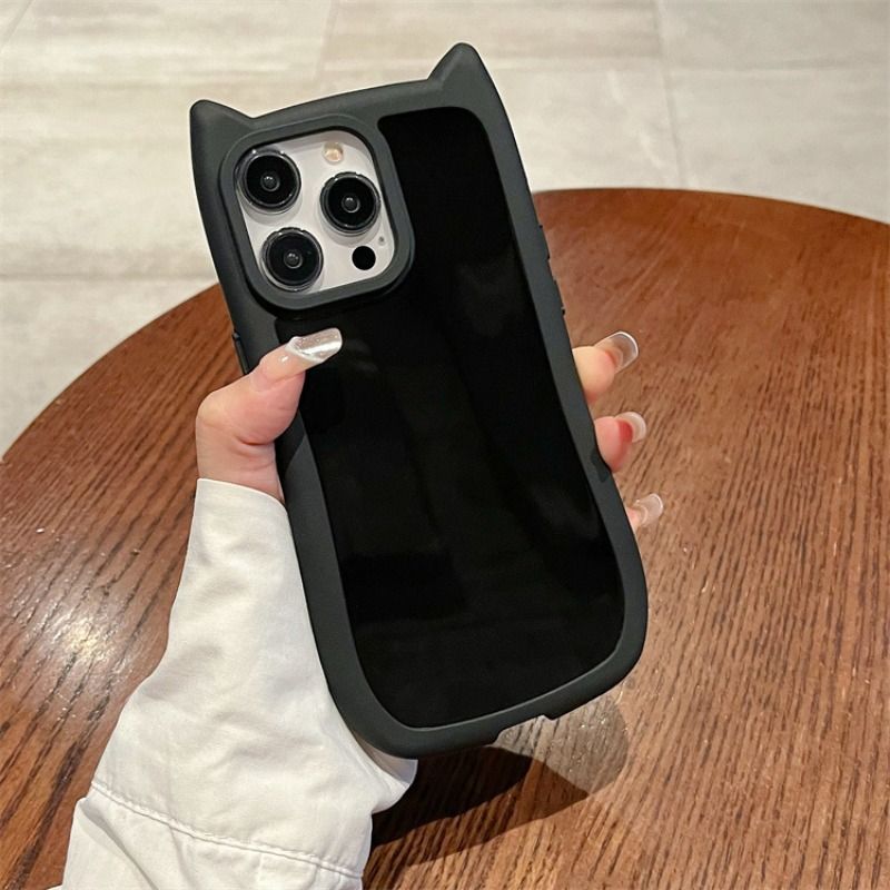 Solid Color Cat Ears Anti-fall Case For iPhone 17 16 15 14 Cases Mobile Accessories Phone Case
