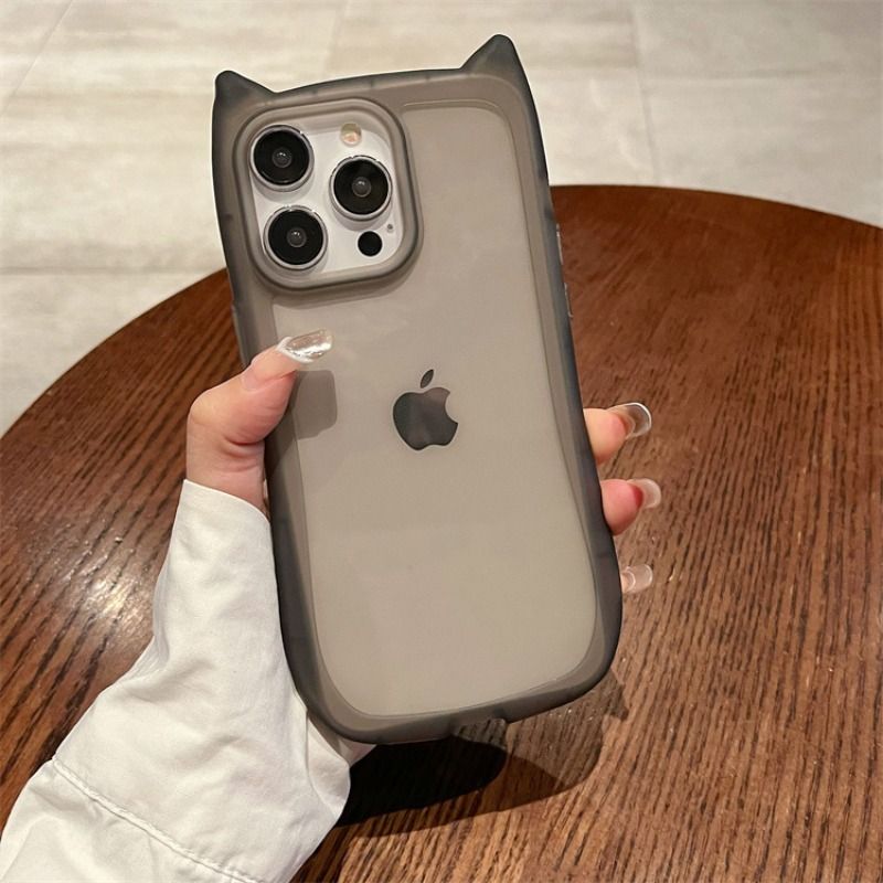Solid Color Cat Ears Anti-fall Case For iPhone 17 16 15 14 Cases Mobile Accessories Phone Case