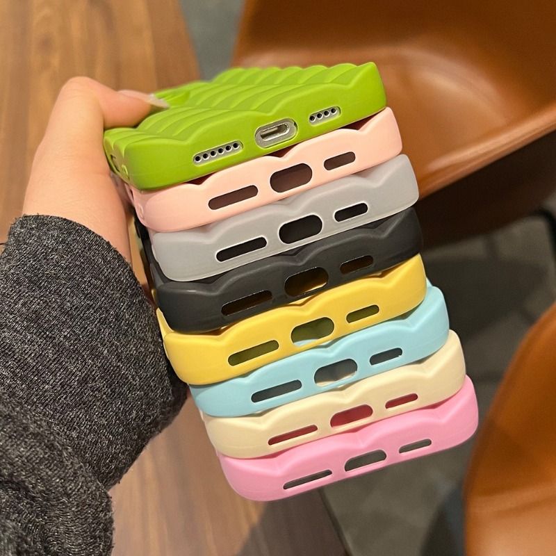 Chocolate Bar 3D Grid Solid Color Anti-fall Case For iPhone 17 16 15 14 Cases Mobile Accessories Phone Case