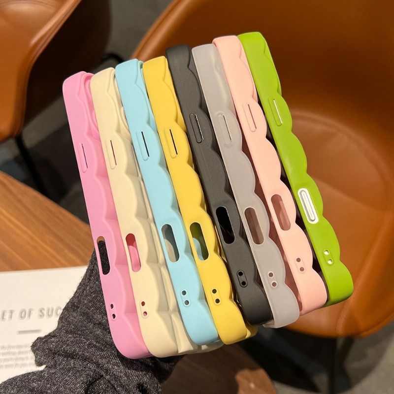 Chocolate Bar 3D Grid Solid Color Anti-fall Case For iPhone 17 16 15 14 Cases Mobile Accessories Phone Case