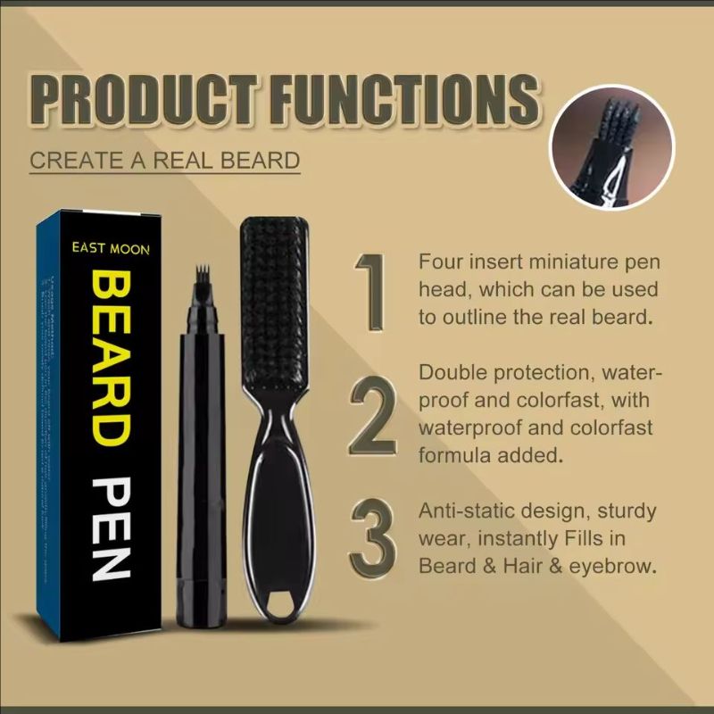 Beard Filler Pen Waterproof Pen Kit Beard Shaping Lasting Repair Moustache Coloring Dark Brown Hair Repair Beard Enhancer Pen