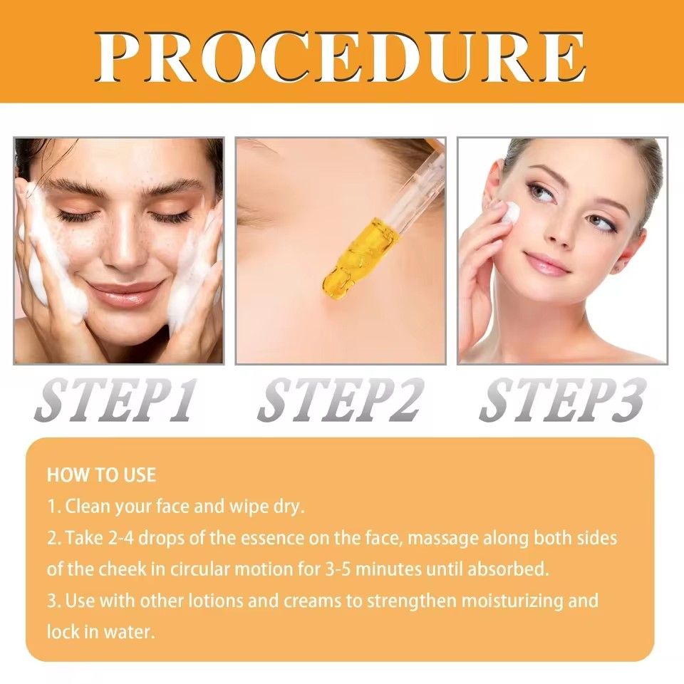 Vitamin C Whitening Face Serum Remove Dark Spots Freckles Fade Melanin Pigment Brightening Anti-Wrinkle Essence Beauty Skin Care