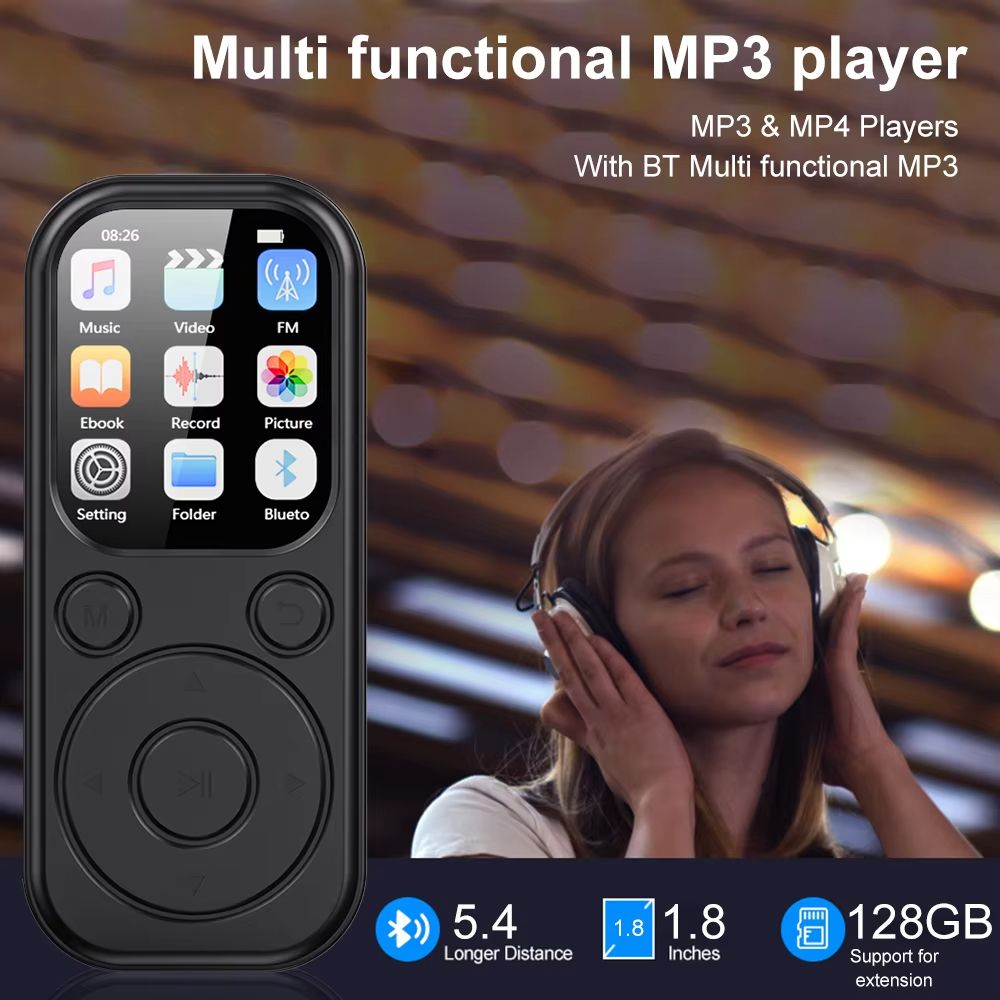 Mini Portable MP3 Music Player With 1.8 High Definition IPS Screen With FM,E-Book,Clock with long battery life Ultra Thin Walkma