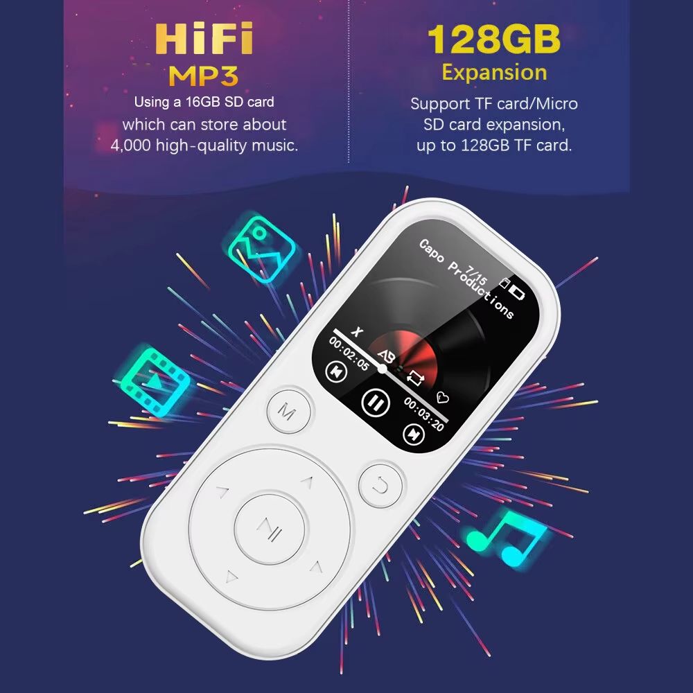 Mini Portable MP3 Music Player With 1.8 High Definition IPS Screen With FM,E-Book,Clock with long battery life Ultra Thin Walkma