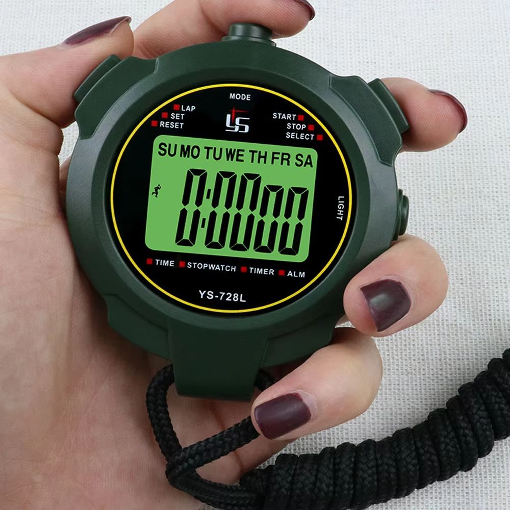 Digital Stopwatch Handheld LCD Sports Stopwatch Waterproof Training Timer Electronic Outdoor Running Chronograph Stop Watch