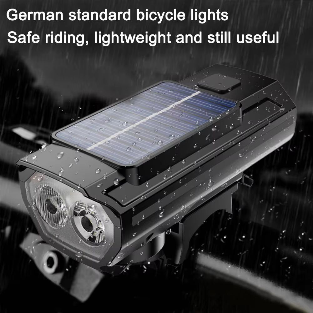 Solar Bicycle Light 1200mAh USB Rechargeable Power Display MTB Mountain Road Bike Front Lamp with Horn Flashlight Bicycle Light