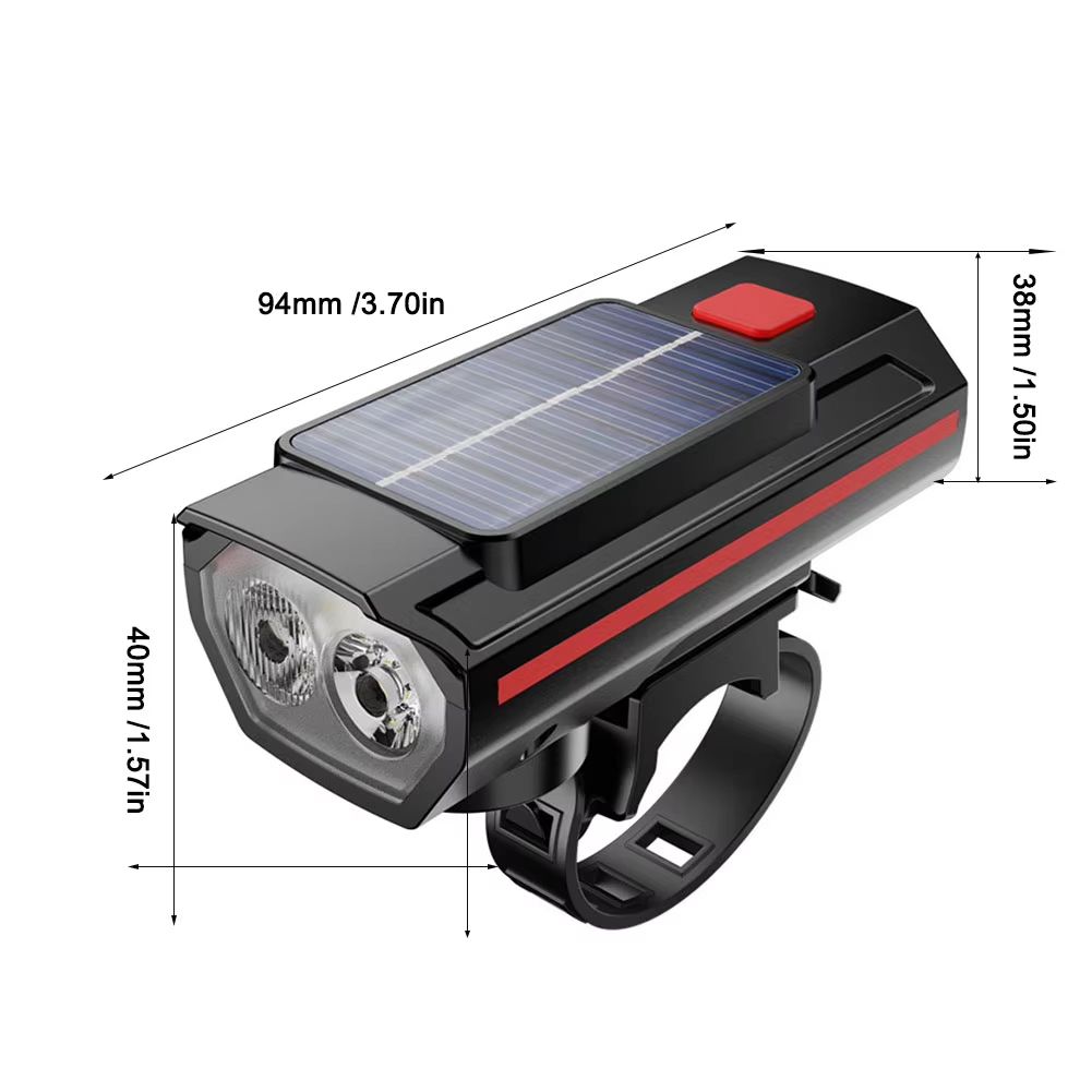Solar Bicycle Light 1200mAh USB Rechargeable Power Display MTB Mountain Road Bike Front Lamp with Horn Flashlight Bicycle Light