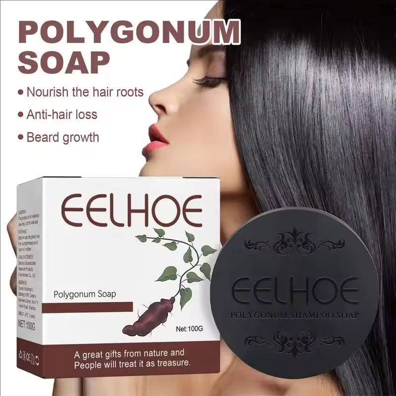 100g Herbal Hair Growth Anti Hair Loss Moisturizing Volumizing Shampoo Soap Organic Polygonum Hair Darkening Soap Bar