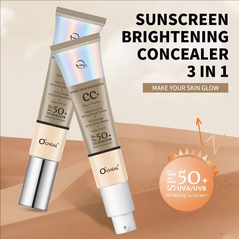 30g CC Cream Foundation Waterproff Concealer Moisturizing Sunscreen Liquid SPF 50+ Long Lasting Brightening Makeup Primer