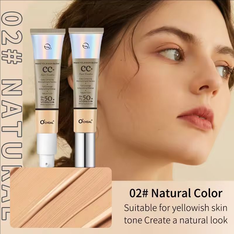 30g CC Cream Foundation Waterproff Concealer Moisturizing Sunscreen Liquid SPF 50+ Long Lasting Brightening Makeup Primer