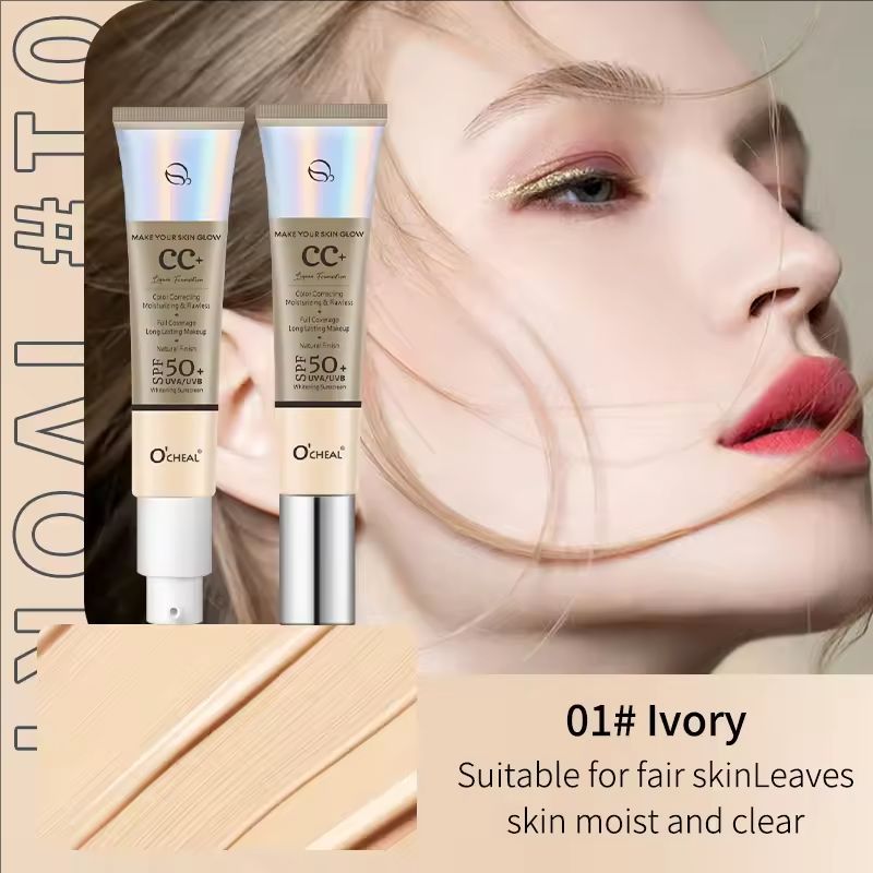 30g CC Cream Foundation Waterproff Concealer Moisturizing Sunscreen Liquid SPF 50+ Long Lasting Brightening Makeup Primer