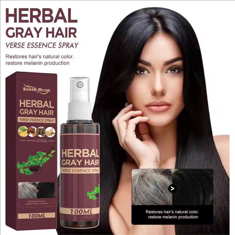 100ml Hair Darkening Herbal Spray White To Black Natural Color Repair Anti Grey Reduce Hair Loss Herbal Haircare Serum