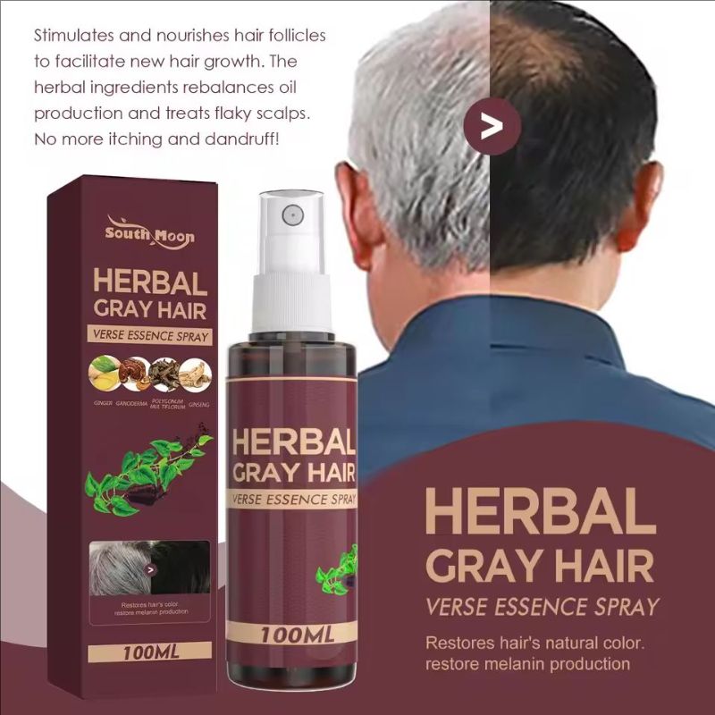 100ml Hair Darkening Herbal Spray White To Black Natural Color Repair Anti Grey Reduce Hair Loss Herbal Haircare Serum