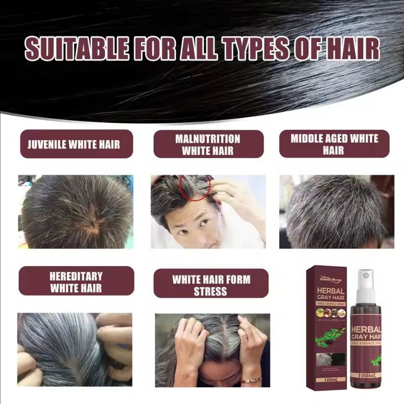 100ml Hair Darkening Herbal Spray White To Black Natural Color Repair Anti Grey Reduce Hair Loss Herbal Haircare Serum