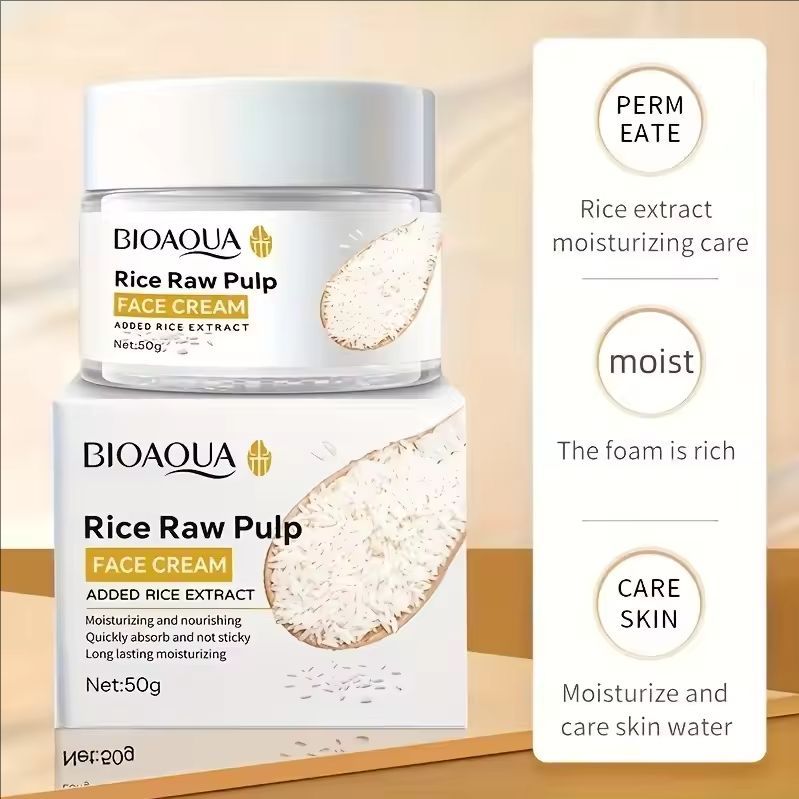 50g Rice Raw Pulp Pure Milk Face Cream Moisturizing Brightening Hydrating Rejuvenating Skin Care Products Easy To Absorb