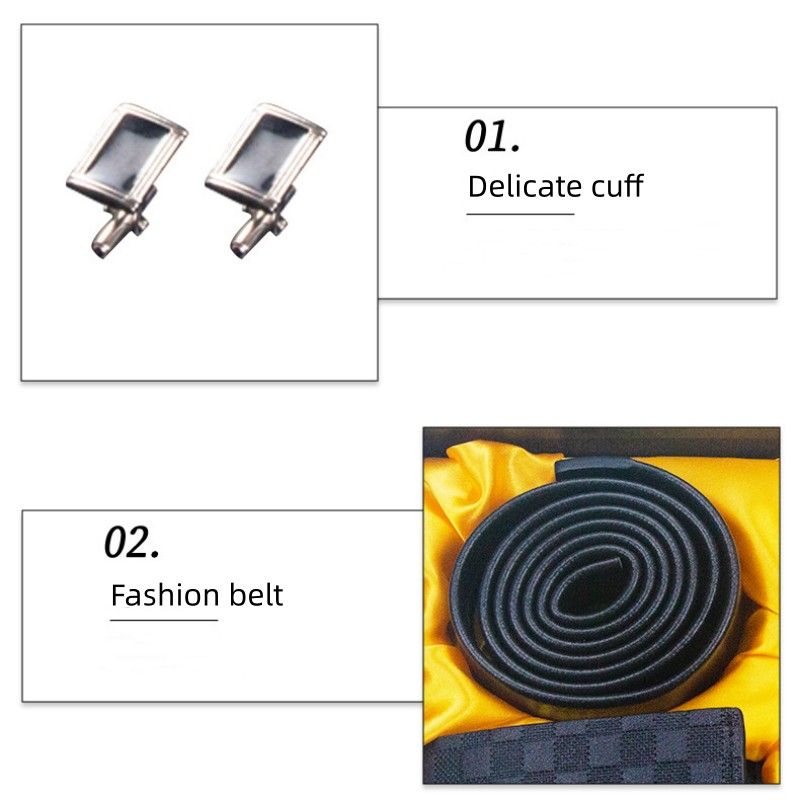 5Pcs/set  Luxury Men Watch Wallet Belt Pen Cuff  Business Gift Box Set