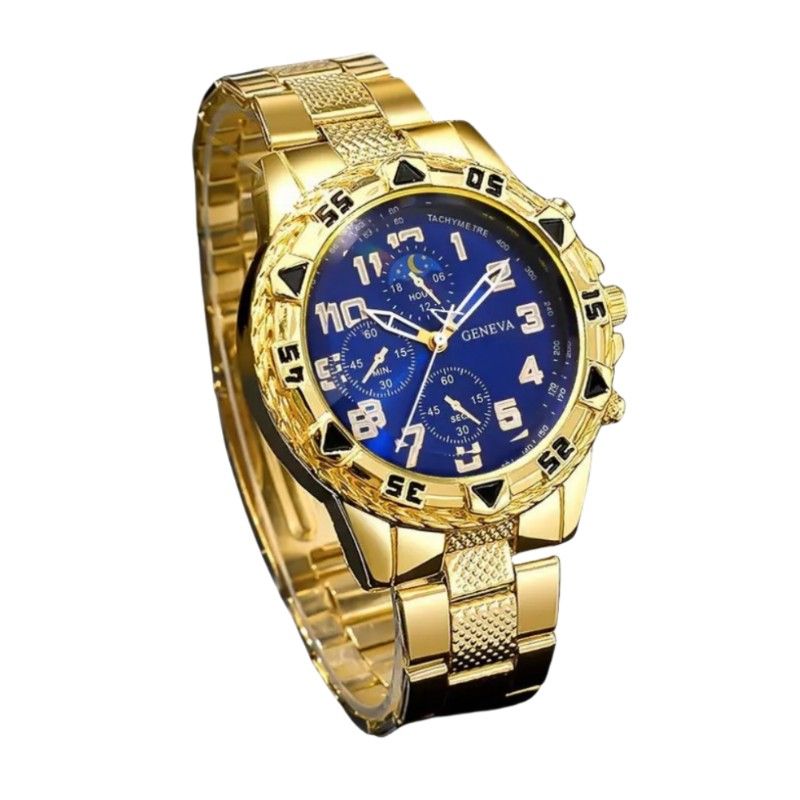 4Pcs/Set Fashion Watch Bracelet Necklace Ring Set Men Watches Men's Watches Quartz Business Watches  Male Wrist Watch Men Light Luxury Business Watches Jewelry