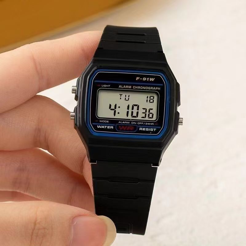 F-91w Sports Electronic Watch Multi Functional Night Light Alarm Clock Square Electronic Watch