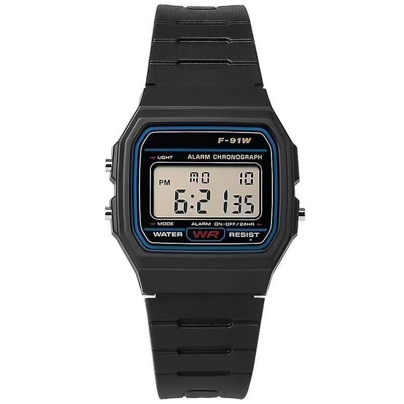 F-91w Sports Electronic Watch Multi Functional Night Light Alarm Clock Square Electronic Watch