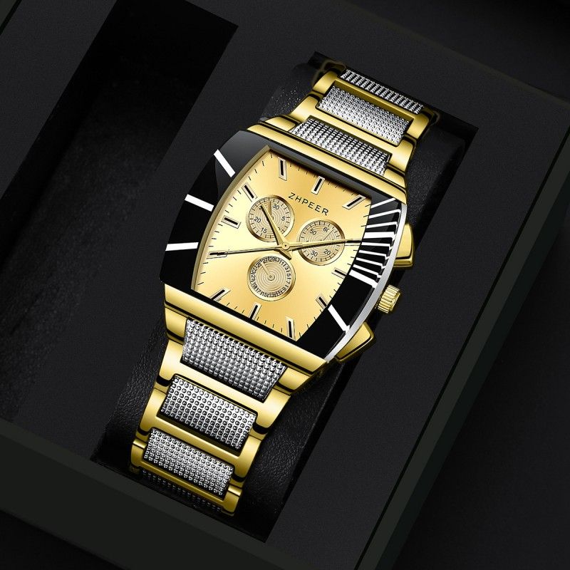 3PCS Steel Strap Men Watches Bracelet Set Quartz Business Men's Watch Male Wrist Watch