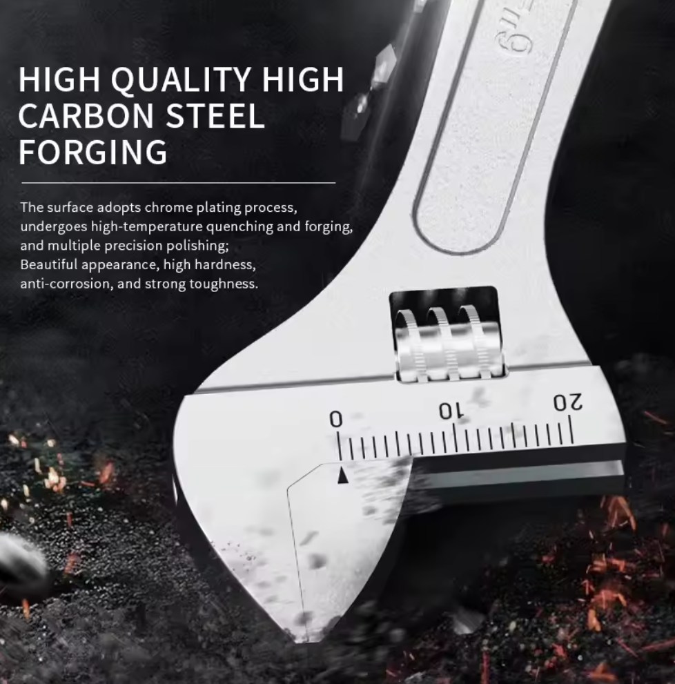 Adjustable Wrench Large Openin long Handle Universal Spanner Carbon Steel Mechanical Workshop Hand Repair Tools Local fast delivery