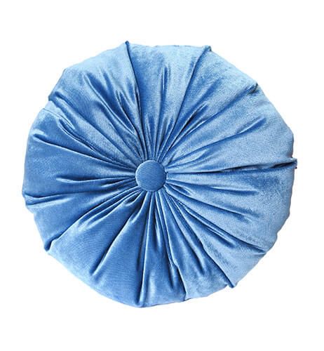 Superfoam Round Throw Pillow Velvet Home Decoration Pleated Round Pillow Cushion for Couch Chair Bed Car