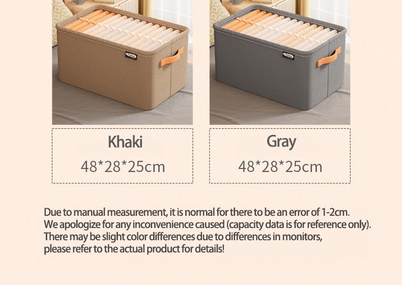 Clothing storage box, thickened fabric storage basket, clothing and pants storage box, dormitory and home wardrobe storage box