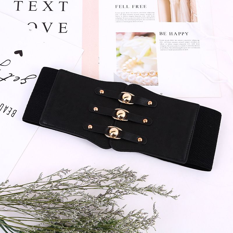 INS style Elastic Wide Corset Belts For Women Waist Belt Female Dress Waistband Big Stretch Belts Corset Belt Wide Elastic Tied Waspie Belts Lace-up Leather Waist Belts