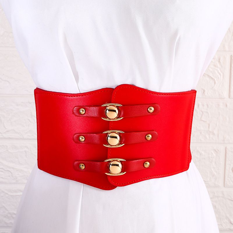INS style Elastic Wide Corset Belts For Women Waist Belt Female Dress Waistband Big Stretch Belts Corset Belt Wide Elastic Tied Waspie Belts Lace-up Leather Waist Belts