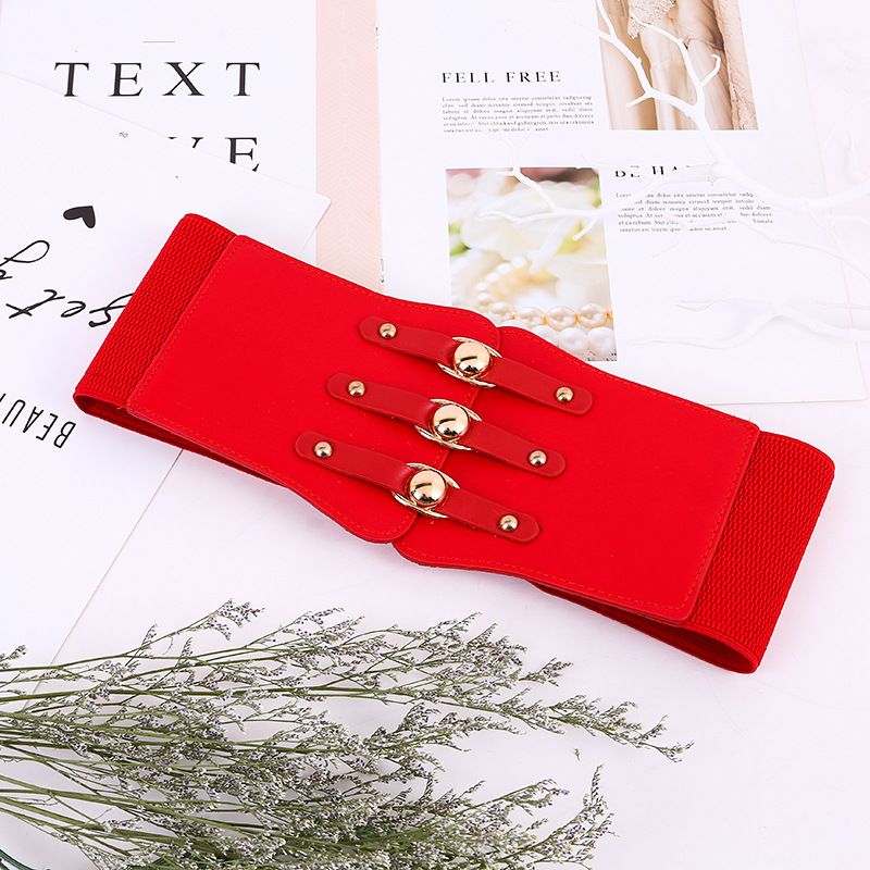 INS style Elastic Wide Corset Belts For Women Waist Belt Female Dress Waistband Big Stretch Belts Corset Belt Wide Elastic Tied Waspie Belts Lace-up Leather Waist Belts