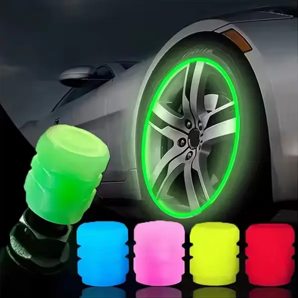 4pcs Luminous Valve Cap Car Fluorescent Tire Valves Cap Glow In The Dark Car Motorcycle Bike Wheel Plug Tyre Hub Cover Decor