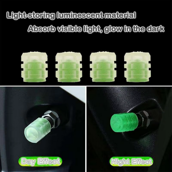 4pcs Luminous Valve Cap Car Fluorescent Tire Valves Cap Glow In The Dark Car Motorcycle Bike Wheel Plug Tyre Hub Cover Decor
