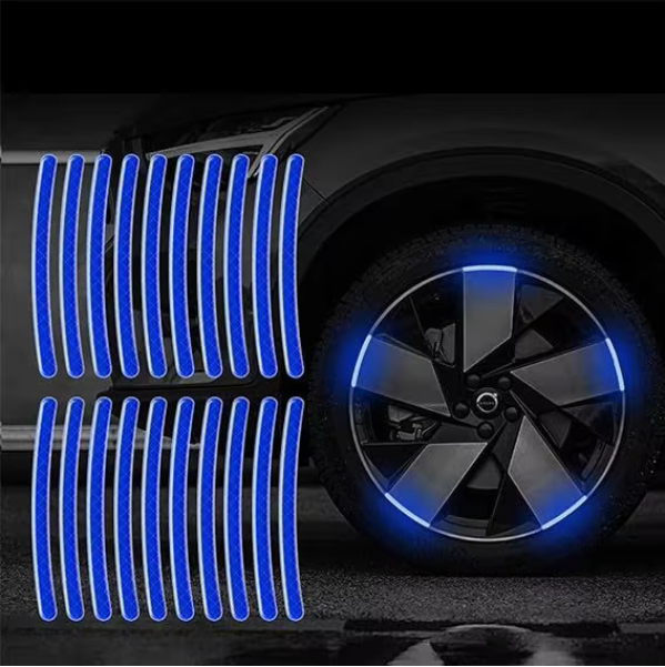 20pcs Car Wheel Hub Reflective Sticker Tire Rim Reflective Strips Luminous Sticker for Night Driving Car Bike Motorcycle Wheel Sticker Car-Styling Accessories