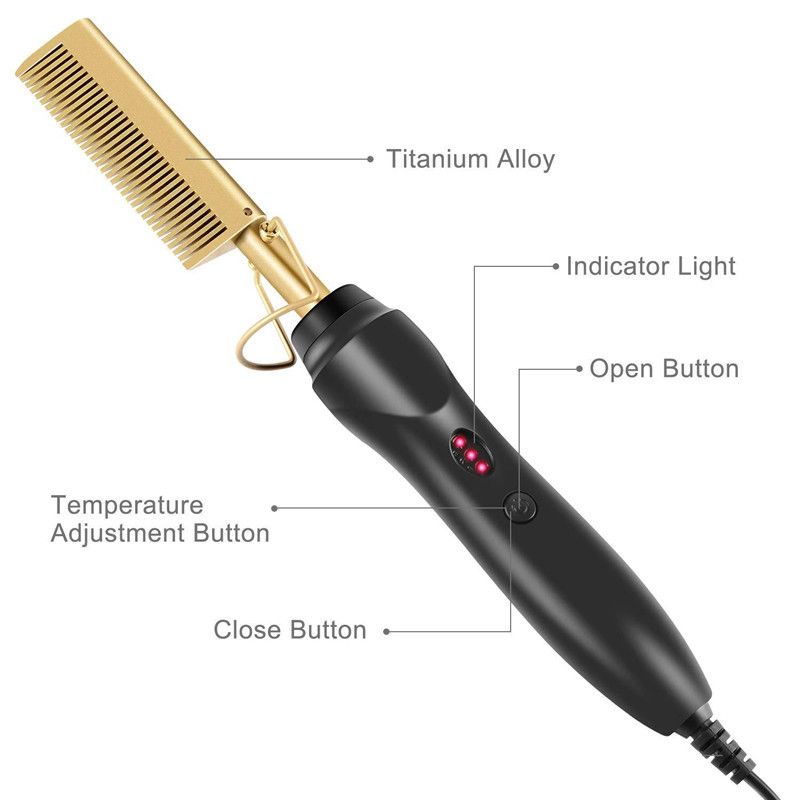2 in 1 Hot Comb Straightener Electric Hair Straightener Hair Curler Wet Dry Use Hair Flat Irons Hot Heating Comb For Hair