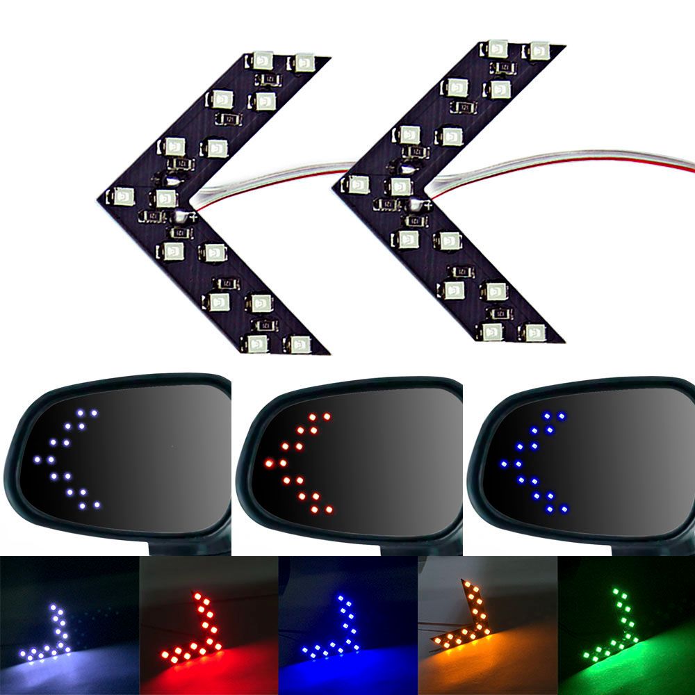 2Pcs Car Styling LED Turn Signal Light Rear View Mirror Arrow Panels Indicator Light Rearview Mirror Signal Bulb 12V