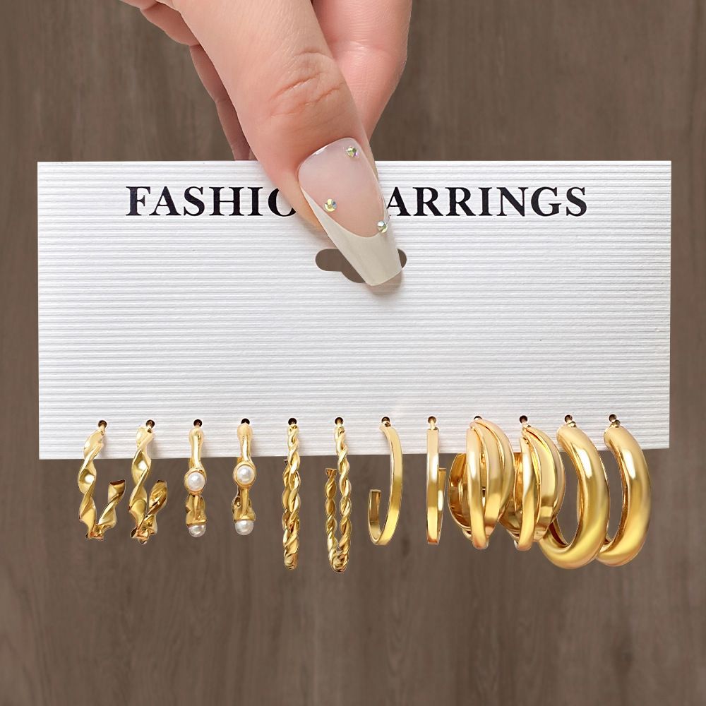 12 Pairs Gold Hoop Earrings Set for Women Multipack Fashion Dangle Heart Statement Pearl Earrings Jewelry for Birthday Party Gift