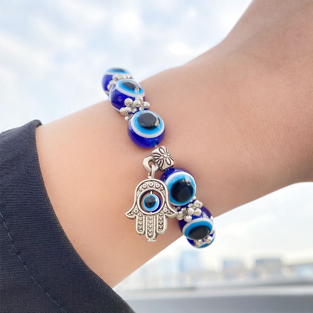 Lucky Eye Fatima Hamsa Hand Bracelet Blue Evil Eye Charms Bracelets & Bangles Beads Turkish Pulseras For Women Men Jewelry