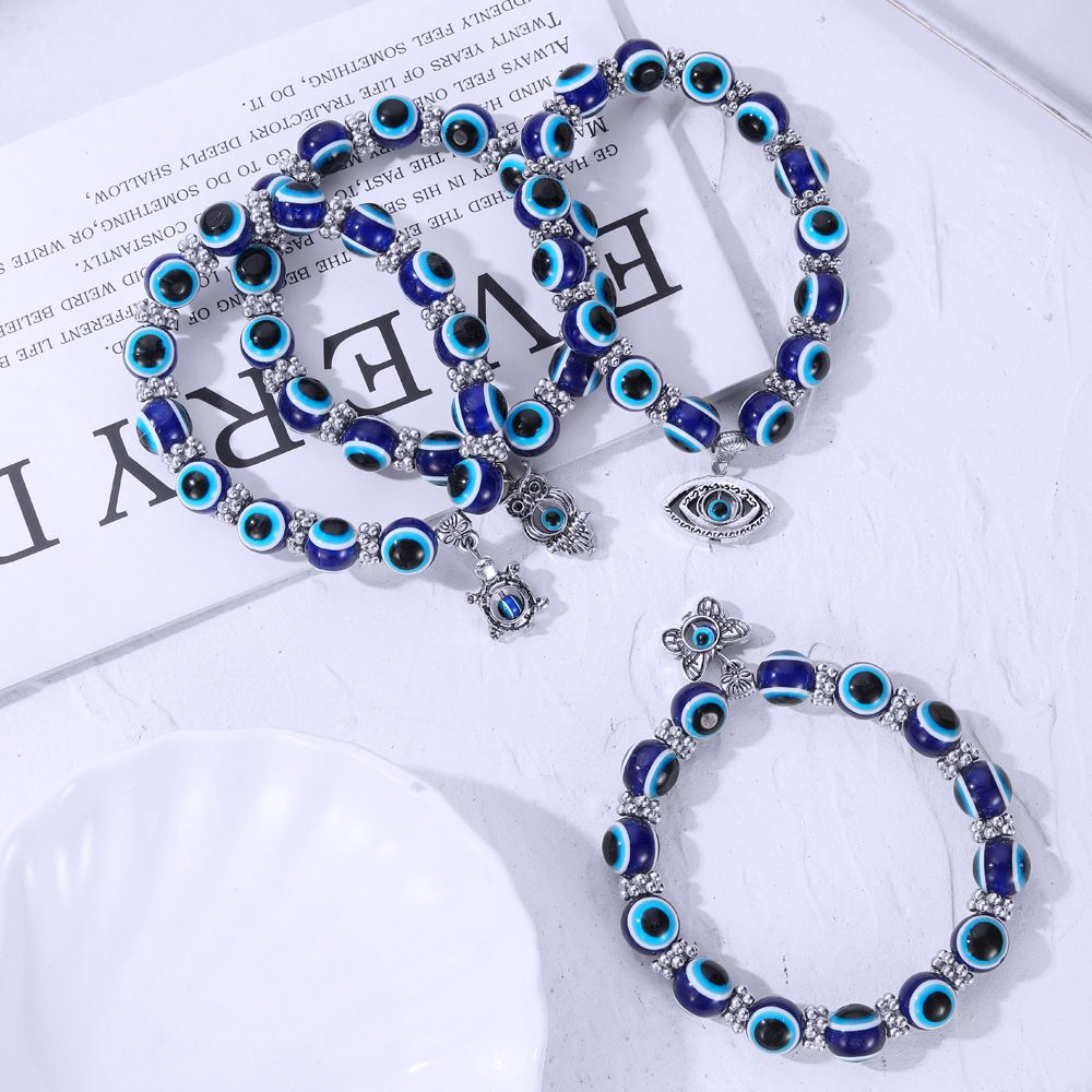 Lucky Eye Fatima Hamsa Hand Bracelet Blue Evil Eye Charms Bracelets & Bangles Beads Turkish Pulseras For Women Men Jewelry
