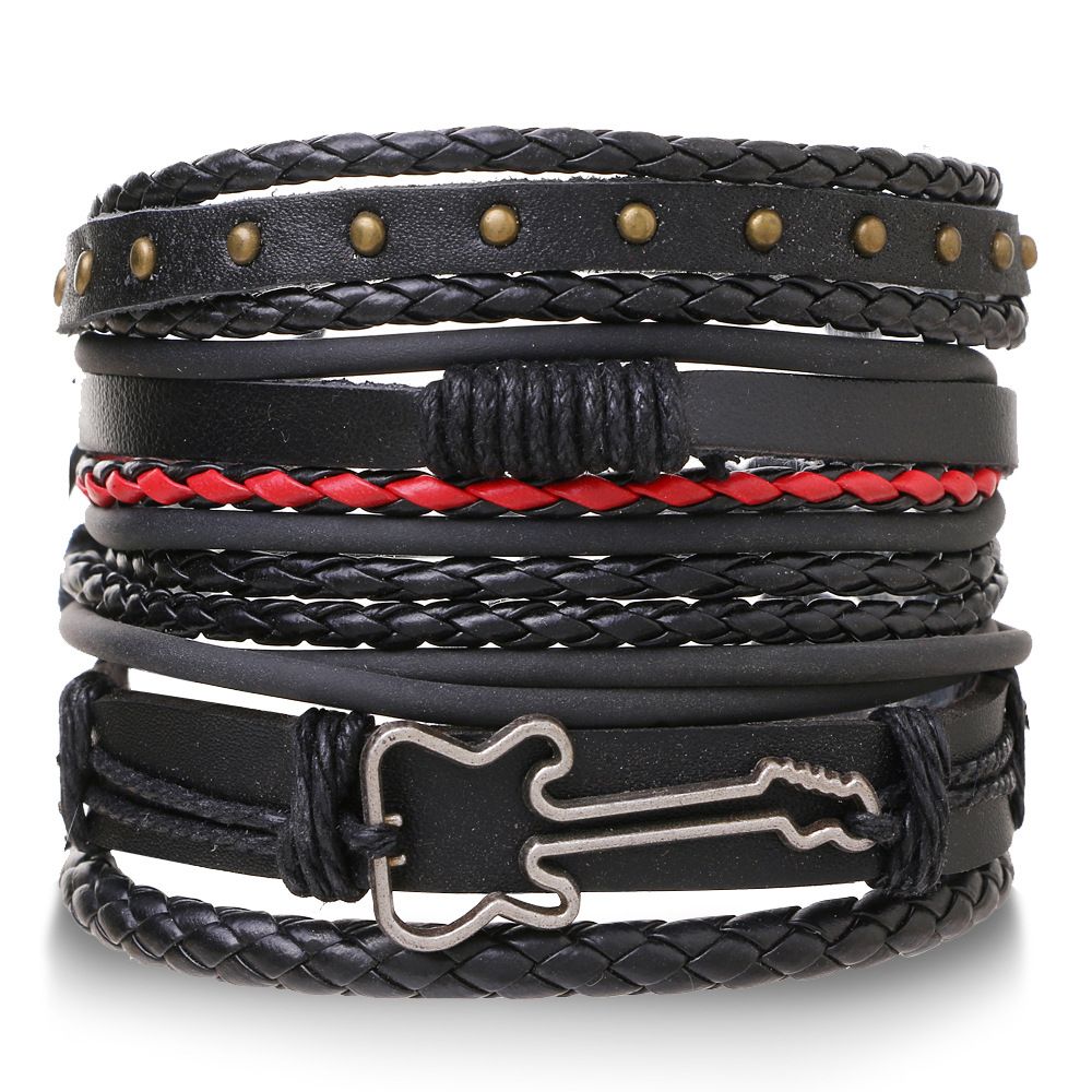 Braided Leather Bracelets for Women Men Wrap Wood Beads Bracelet Woven Ethnic Tribal Rope Wristbands Bracelets Set