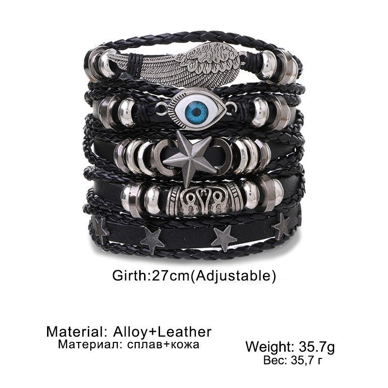 Braided Leather Bracelets for Women Men Wrap Wood Beads Bracelet Woven Ethnic Tribal Rope Wristbands Bracelets Set