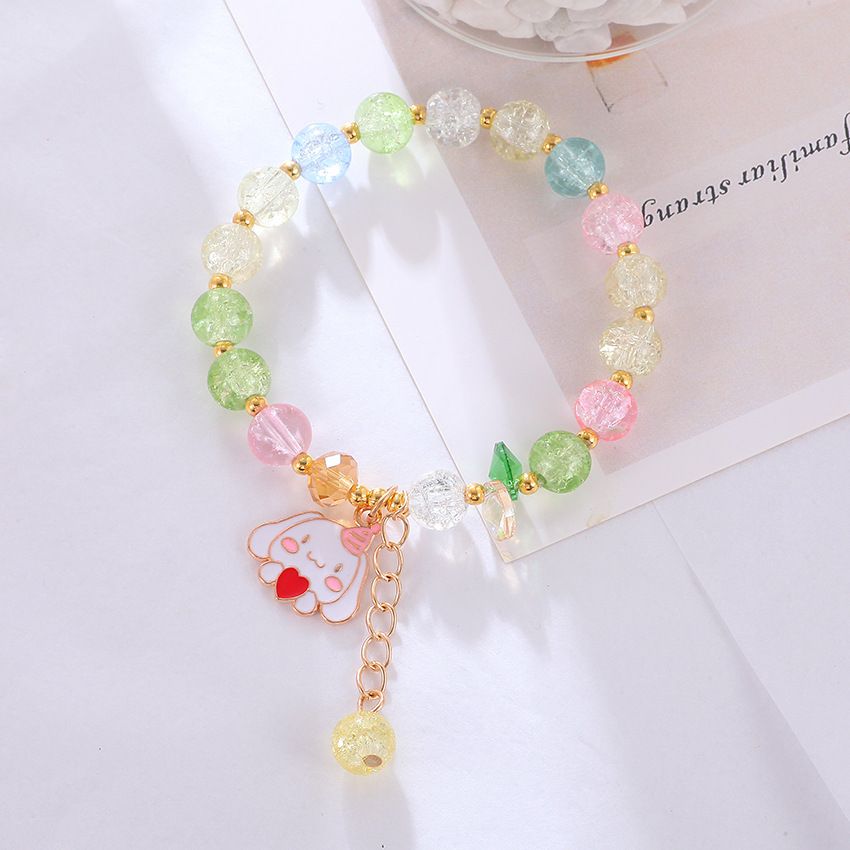 Kawaii Bracelets Kuromi Cinnamoroll Crystal Beads Bracelet Set Cute Cartoon Elastic Beaded Pearl Bracelets Jewelry for Women Friendship Christmas Stocking Stuffers for Girls