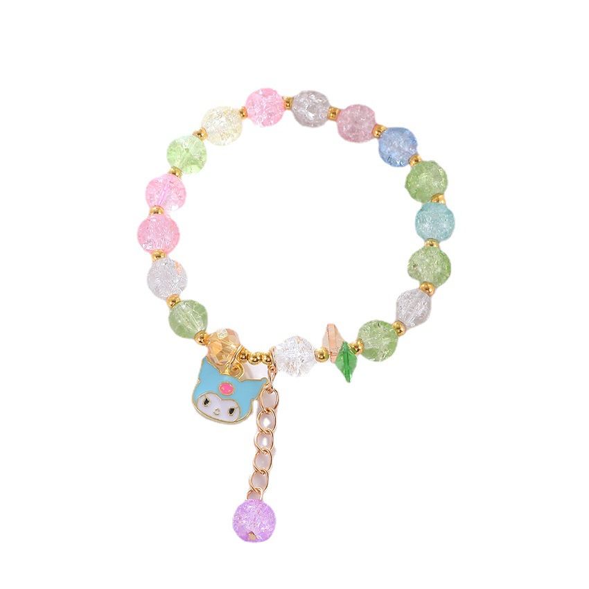 Kawaii Bracelets Kuromi Cinnamoroll Crystal Beads Bracelet Set Cute Cartoon Elastic Beaded Pearl Bracelets Jewelry for Women Friendship Christmas Stocking Stuffers for Girls