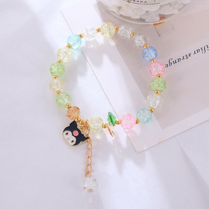 Kawaii Bracelets Kuromi Cinnamoroll Crystal Beads Bracelet Set Cute Cartoon Elastic Beaded Pearl Bracelets Jewelry for Women Friendship Christmas Stocking Stuffers for Girls