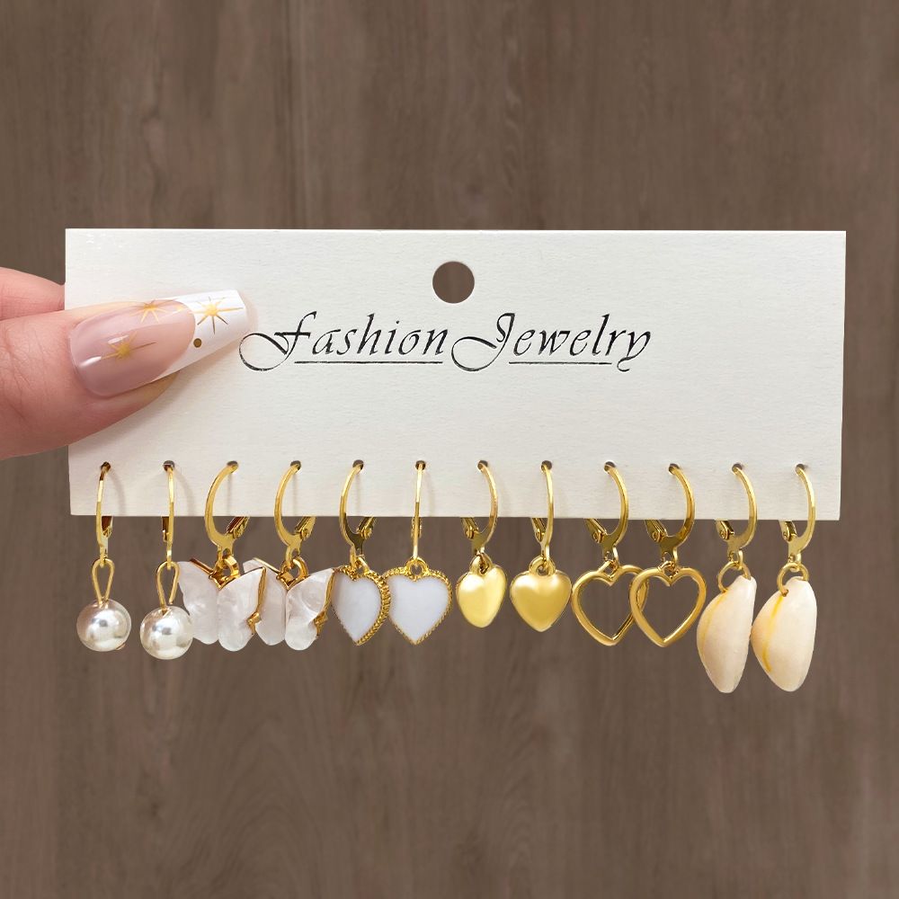 12 Pairs Gold Hoop Earrings Set for Women Multipack Fashion Dangle Heart Statement Pearl Earrings Jewelry for Birthday Party Gift Ear Rings Jewelry Set