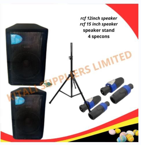 RCF 15" & 12" Professional Speaker Set + 2 Speaker Stands + 4 Speakon Cables – Full PA Bundle