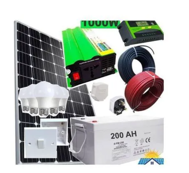250 Watts Solar Panel Full Kit +200Ah Solar Battery + 600W Solar Power Inverter +20 Ah Solar Charge Controller + 1pc Plug + 1 Pc Switch +5 DC Bulb + 10m Cable