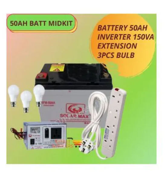 80 AH Solar Battery PLUS FREE INVERTER,BULBS,EXTENSION